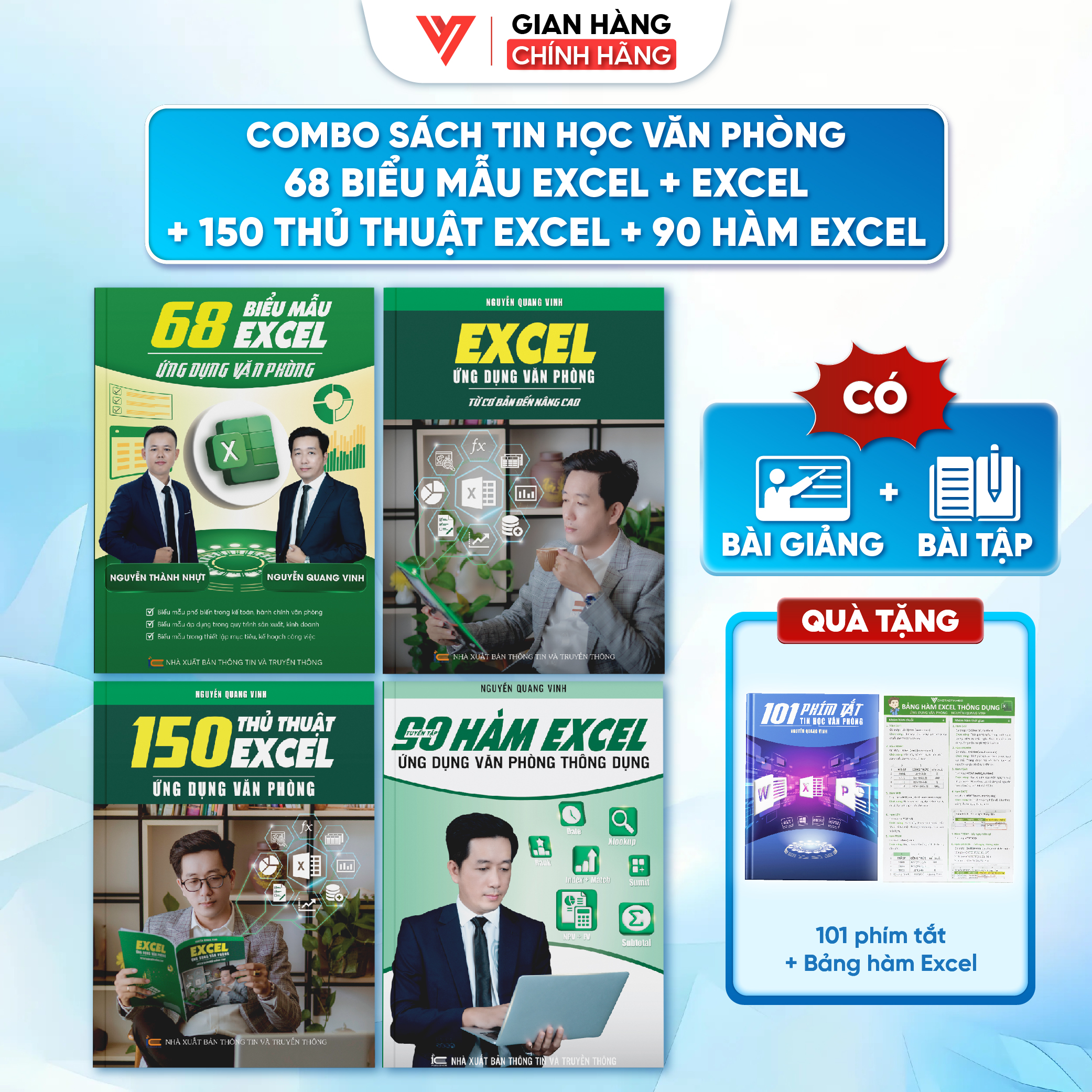 Combo 4 sách 68 Biểu Mẫu Excel - Excel Cơ Bản Nâng Cao - 150 Thủ Thuật Excel và 90 Hàm Excel Ứng Dụn