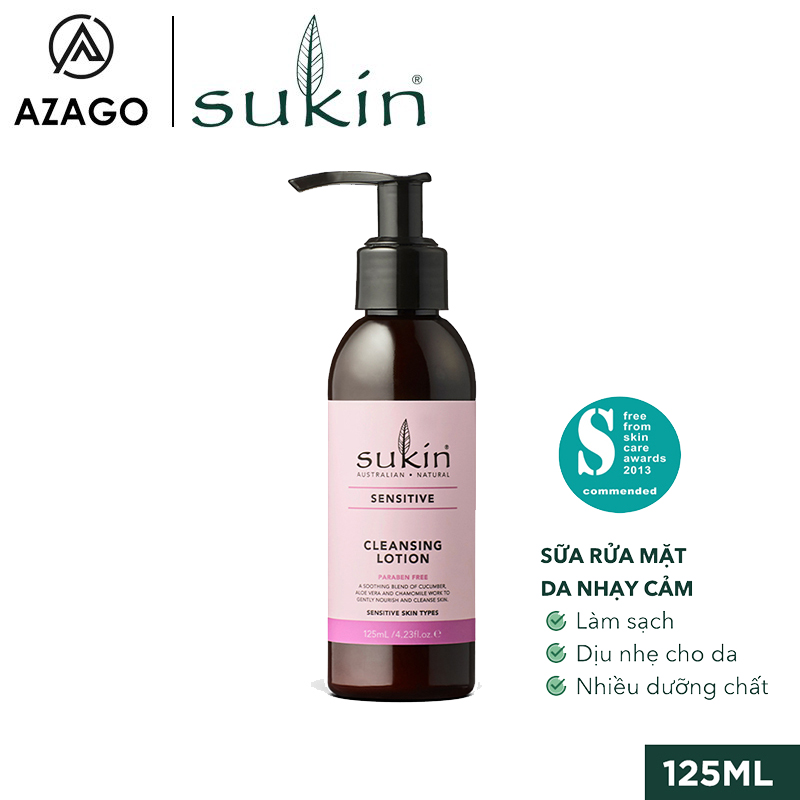 Sữa Rửa Mặt Dành Cho Da Nhạy Cảm Dạng Lotion Sukin Sensitive Cleansing Lotion 125Ml Su25Az - Sukinvn - Azago