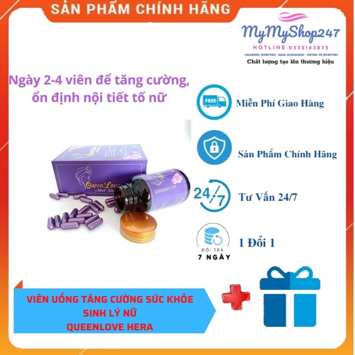 Queen Love [Free Ship] Queen Love Minh Khang - Hỗ Trợ Làm Đẹp Da Giúp Hạn Chế Lão Hóa Tăng Cường Sinh Lý Nữ - Giải Pháp Hạnh Phúc Cho Gia Đình Bạn