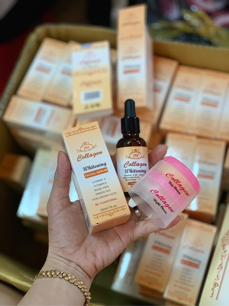 COMBO SRUM VÀ KEM COLLAGEN PLUS VIT E KEM DƯỠNG TRẮNG DA MẶT