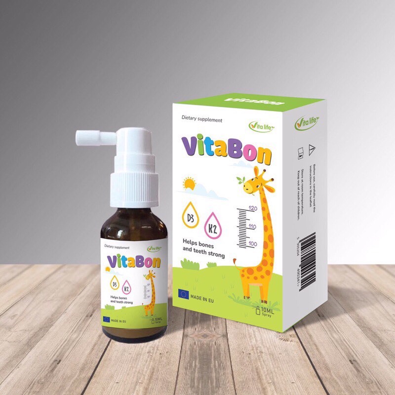 VITABON D3+K2+DHA Dạng Xịt - Vitamin Giúp Bé Tăng Chiều Cao Hỗ Trợ Trẻ Thấp Còi Bổ Sung Canxi Giúp Xương Chắc Khoẻ