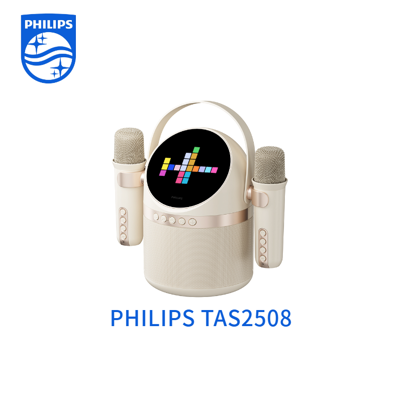Philips TAS2508 Loa Bluetooth Karaoke – 2 Micro Không Dây Hiệu Ứng Đèn LED Biến Âm Thú Vị Pin 10 Giờ