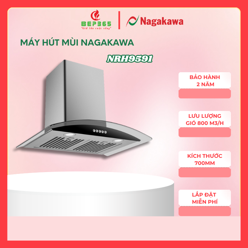 Máy hút mùi Nagakawa NRH9591 Kích thước 700mm Bảo Hành 2 Năm - BST