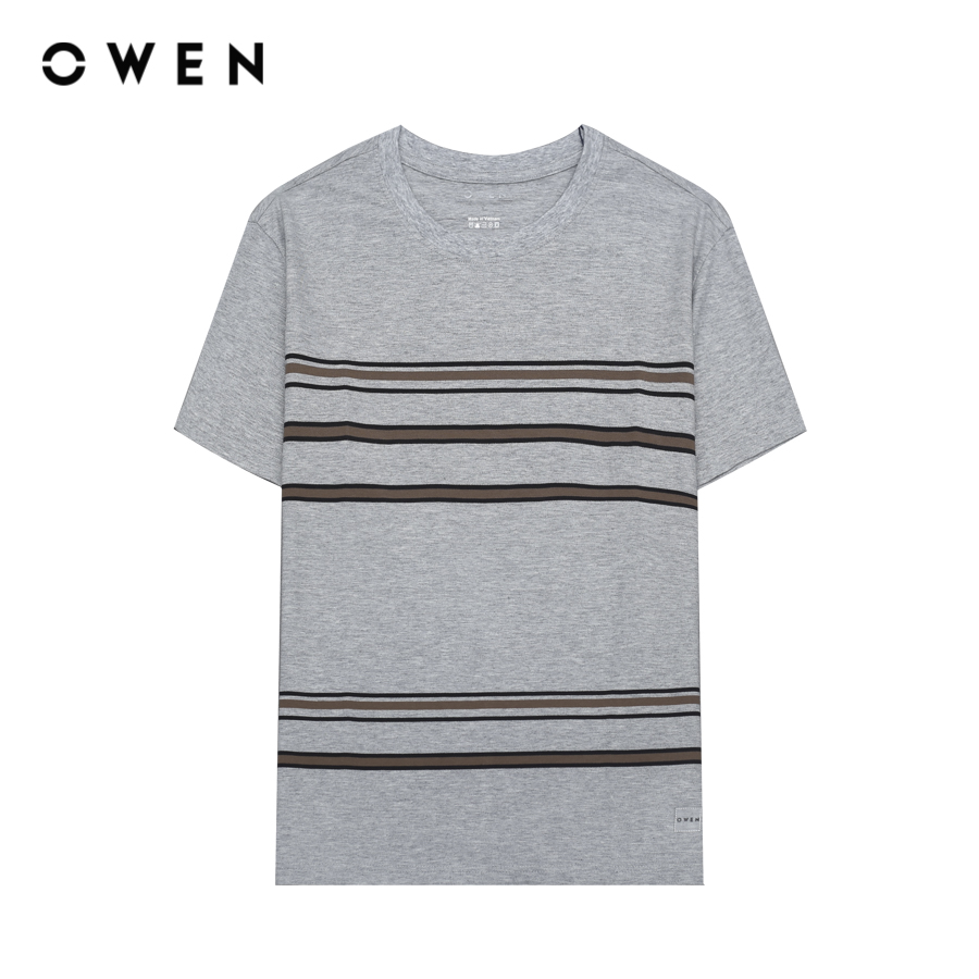 OWEN - Áo Tshirt ngắn tay Body Fit TSN233237 màu Xám đậm chất liệu CVC Spandex