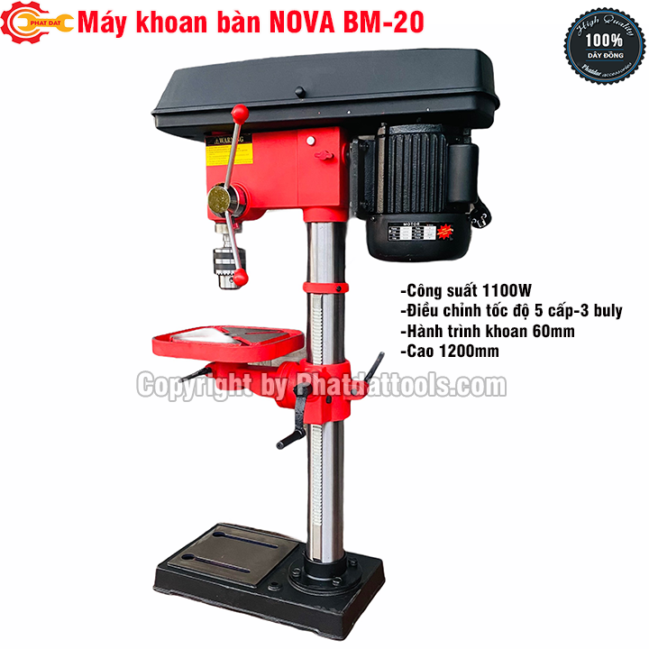 Máy khoan bàn NOVA BM-20-Công suất 1100W-Đầu kẹp 20mm-Bảo hành 6 tháng