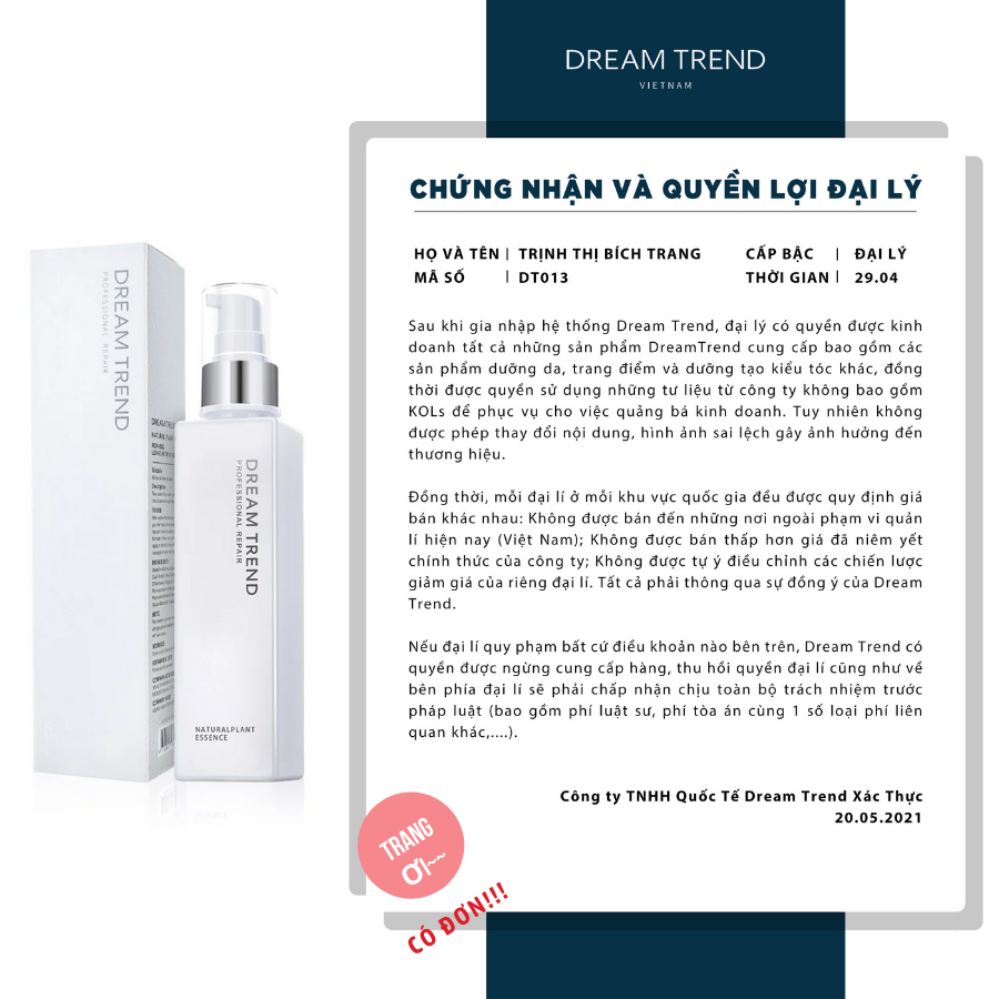 [Hcm][Chính Hãng] Tinh Chất Dưỡng Tóc Dream Trend Essence Aha Taiwan