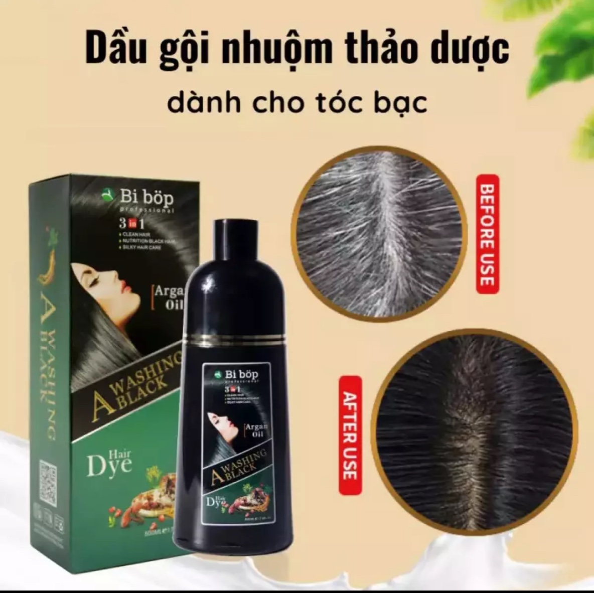 [Freeship Max] Dầu Gội Thảo Dược Bibop Đen + Phủ Bạc 100%