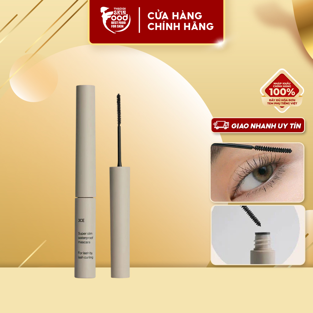Mascara Siêu Mỏng Không Lem Trôi 3CE Super Slim Wpf Mascara #Black 3g