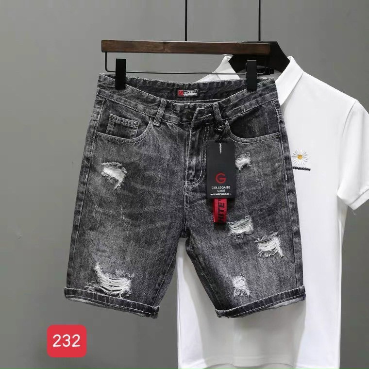 quần short jean nam dài đen rách vá trắng mẫu mới đẹpchất jean co giãn tốt chuẩn form giá rẻ 29/06