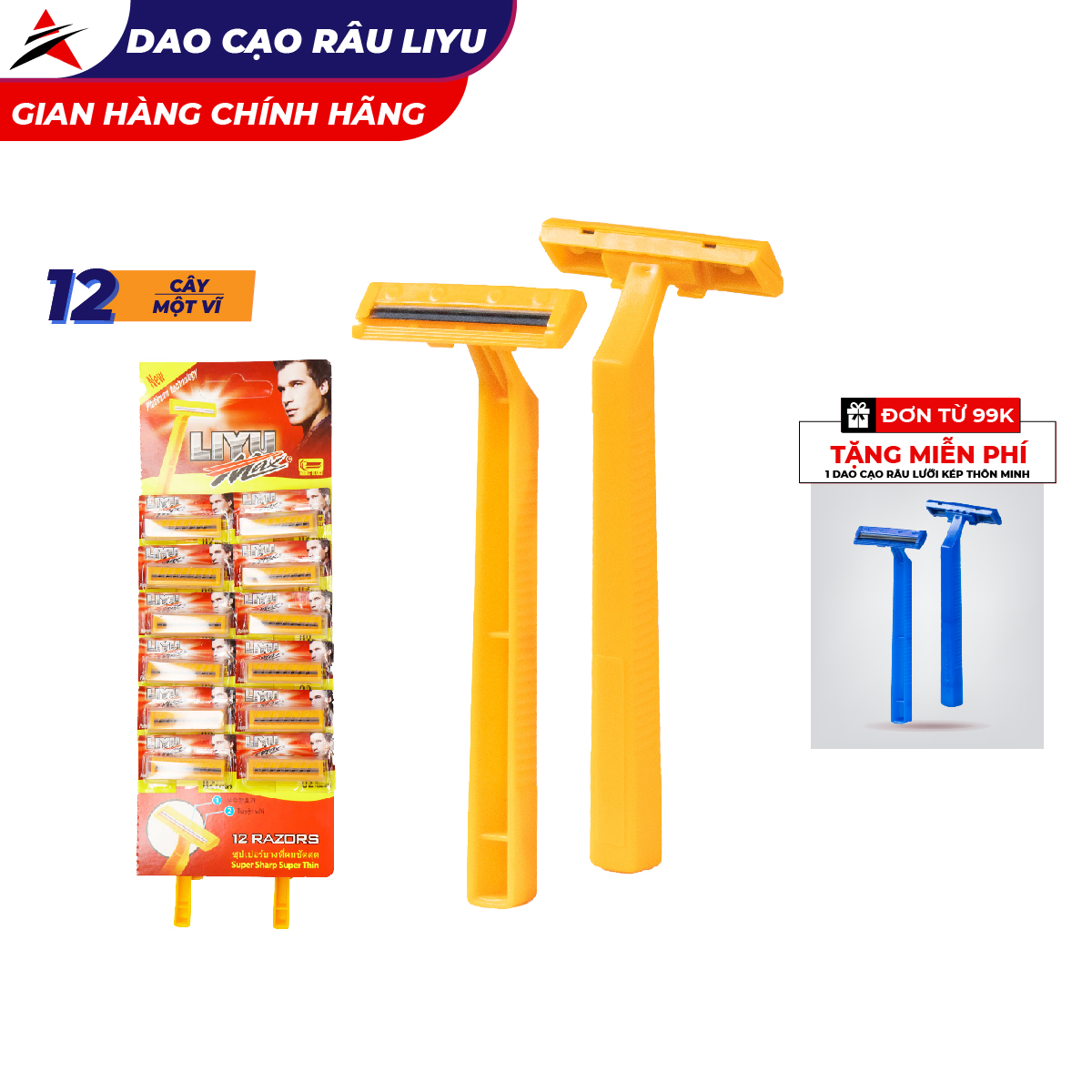 Dạo Cao Râu Liyu Max Cán Nhựa Hai Lưỡi Vĩ 12 Cây