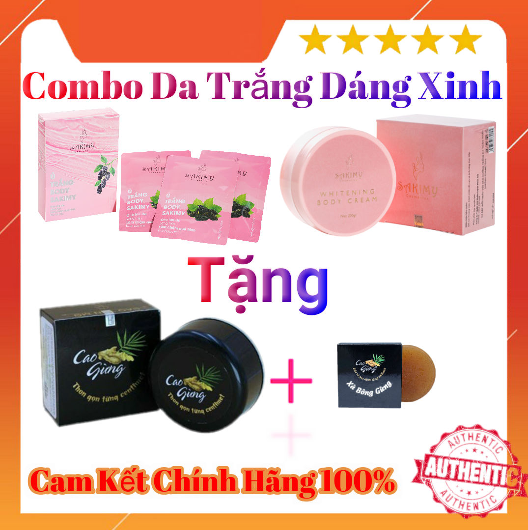 Combo Dưỡng Trắng Mịn Da : 1 Hộp Ủ Sakimy Và 1 Hủ Body Sakimy 200G ( Tặng Cao Rừng Chính Hãng )