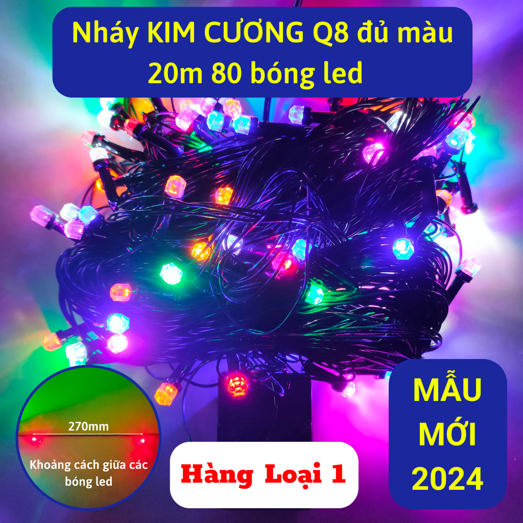 đèn led trang trí dây đèn led nhấp nháy NHẬT PHONG SOLAR  dây nháy lục giác Q8 10m20m40m 50m Kim cươ