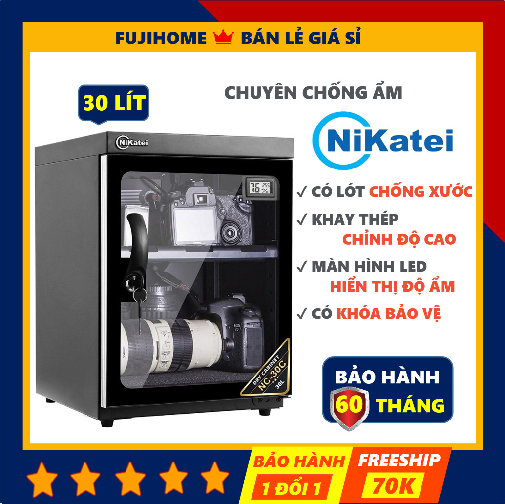 Tủ chống ẩm máy ảnh 30 lít Andbon AB-30C chính hãng, Tủ hút ẩm đựng máy ảnh 30l hai ngăn có xốp chốn