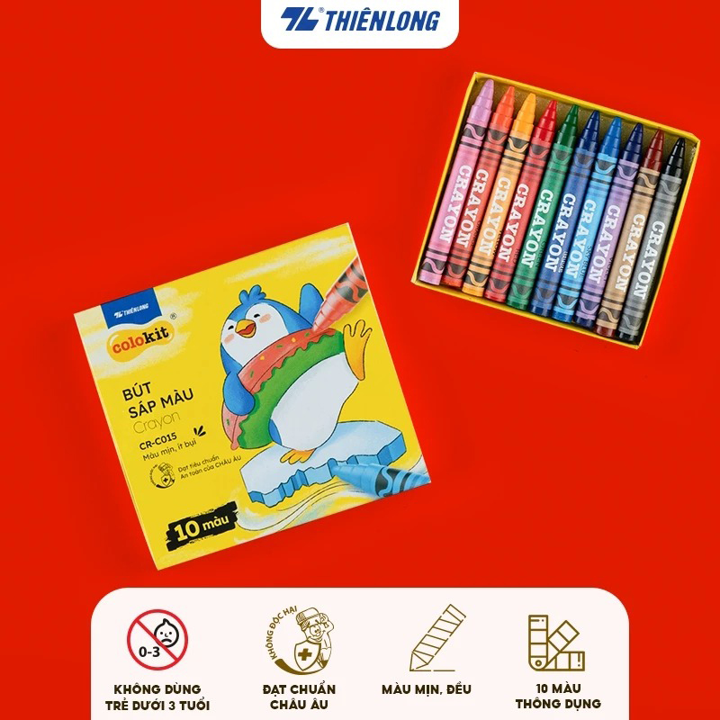 Bút sáp 10 màu CR-C015 hộp giấy (Thiên Long)