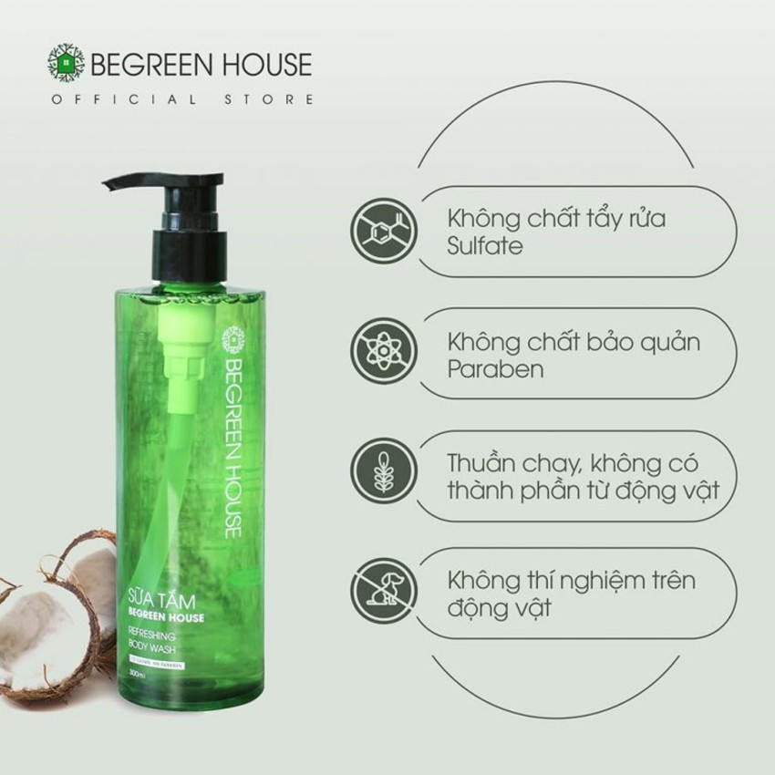 [Chính Hãng] Sữa Tắm Begreen House - Công Thức Chuyên Biệt Dành Cho Nam Giới Dưỡng Ẩm Trắng Da Loại Bỏ Mụn Lưng