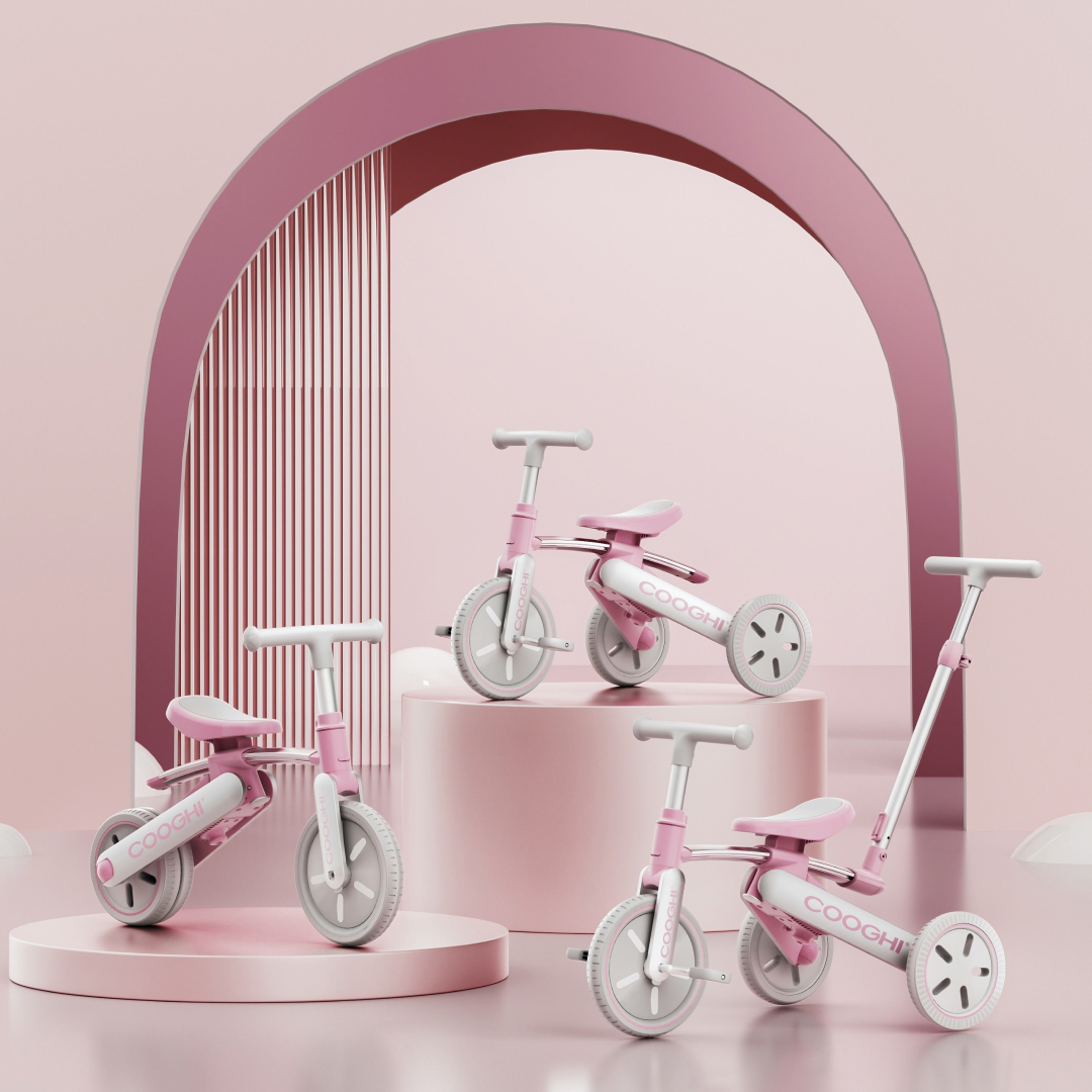 Xe đạp 3 bánh đa năng 3in1 cho bé 1-5 tuổi Cooghi vừa làm xe thăng bằng xe đẩy trẻ em siêu nhẹ gấp gọn tiện lợi