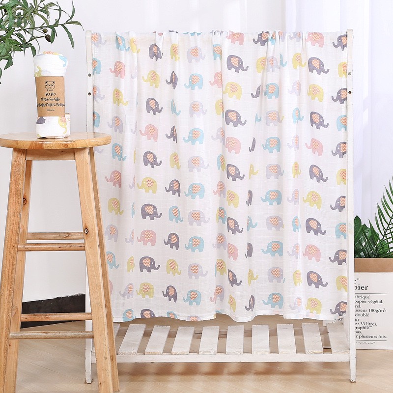 Khăn Tắm Cho Bé Khăn Quấn Bé Xô Sợi Tre Muslin 120x120cm 2 Lớp 70% Sợi Tre Và 30% Bông Tinh Khiết Hàng Xuất Khẩu