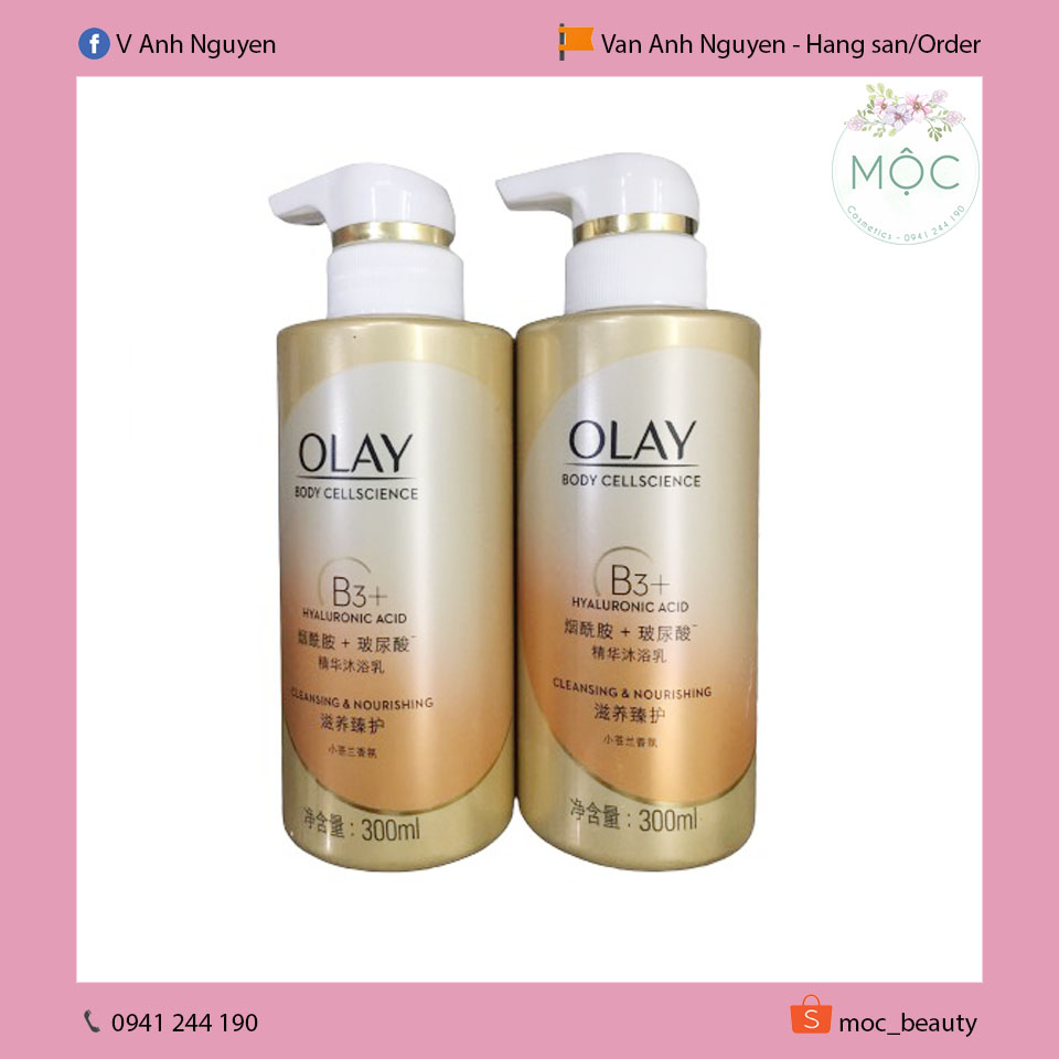 Sữa tắm Olay dưỡng ẩm B3 + Hyaluronic Acid 300ml (1 chai)