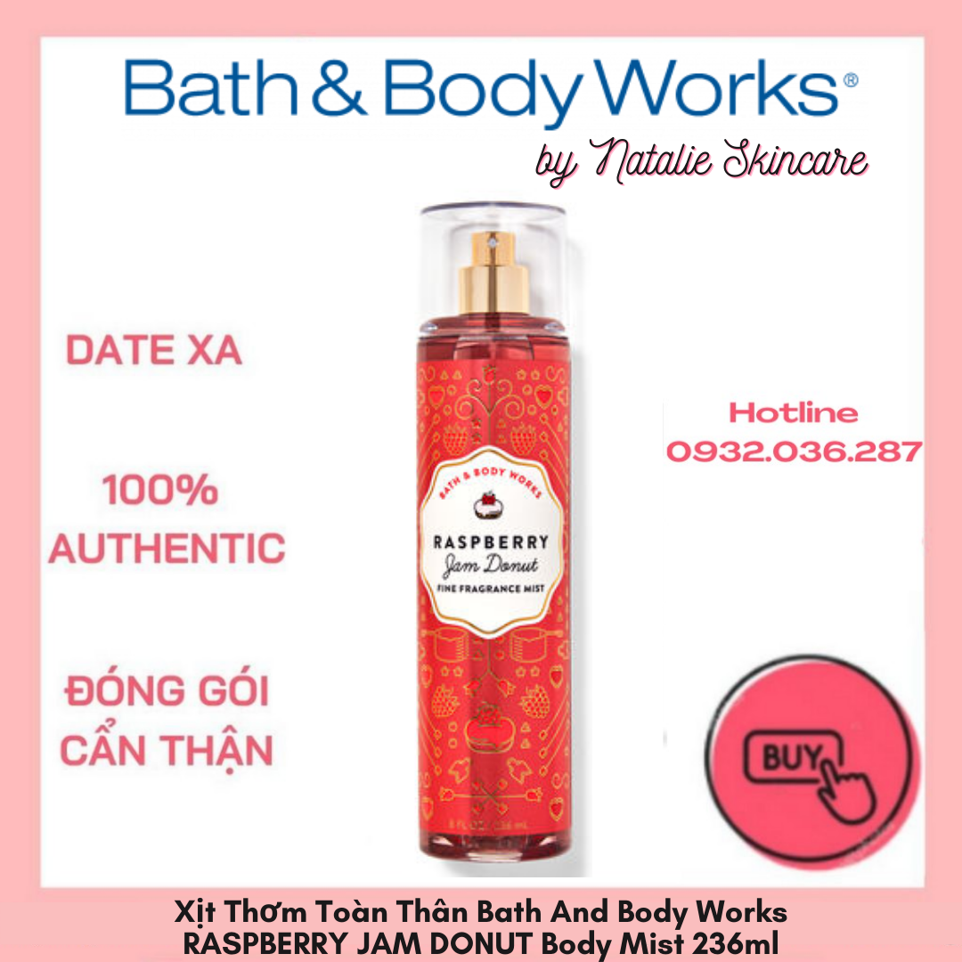 [Hcm]Xịt Thơm Toàn Thân Bath And Body Works Raspberry Jam Donut Body Mist 236Ml