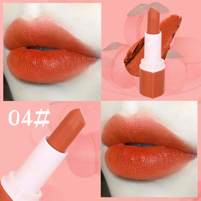 [Peachy Sis] Phong cách mới Son môi hồng đào không thấm nước lâu trôi -6 màu có sẵn（1 thỏi son）