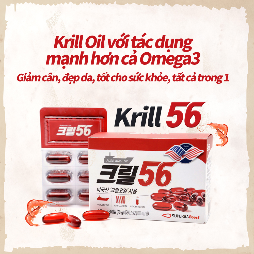 [Hcm][Krill Oil] Dầu Nhuyễn Thể Krill56 Hỗ Trợ Giảm Cân Đẹp Da Tốt Cho Sức Khỏe Krill Oil Tốt Hơn Cả Omega3 Hàn Quốc