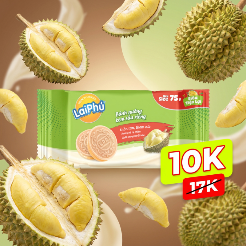 Bánh Cookies Lai Phú Kem Sầu Riêng 75G