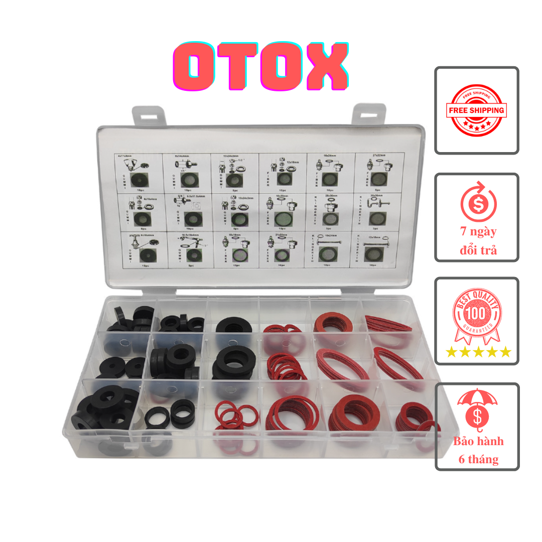 Hộp gioăng sim cao su van ống nước phớt dầu chịu nhiệt vòng đệm đỏ giấy 141PC OTOX