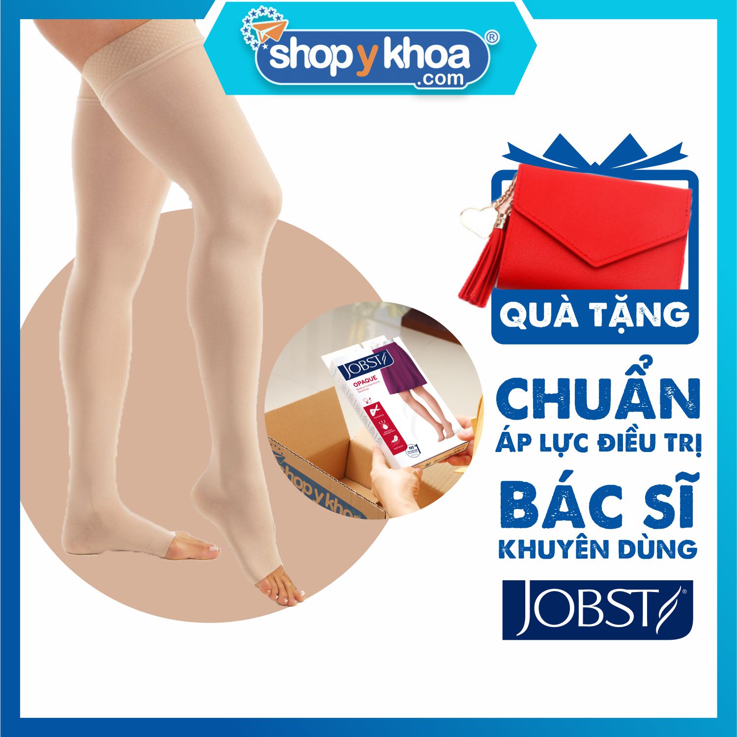 [Hcm]Vớ Y Khoa Jobst - Dòng Mỏng Vớ Đùi Màu Da Hở Ngón Silicone (Tất Y Khoa Áp Lực 20 - 30 Mmhg)