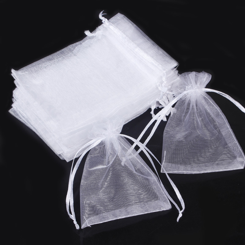 Set 100 túi vải voan lưới trơn màu trắng có dây rút gói quà tặng đám cưới trang trí tiệc sinh nhật nhà cửa đẹp tiện lợi - moon star acc