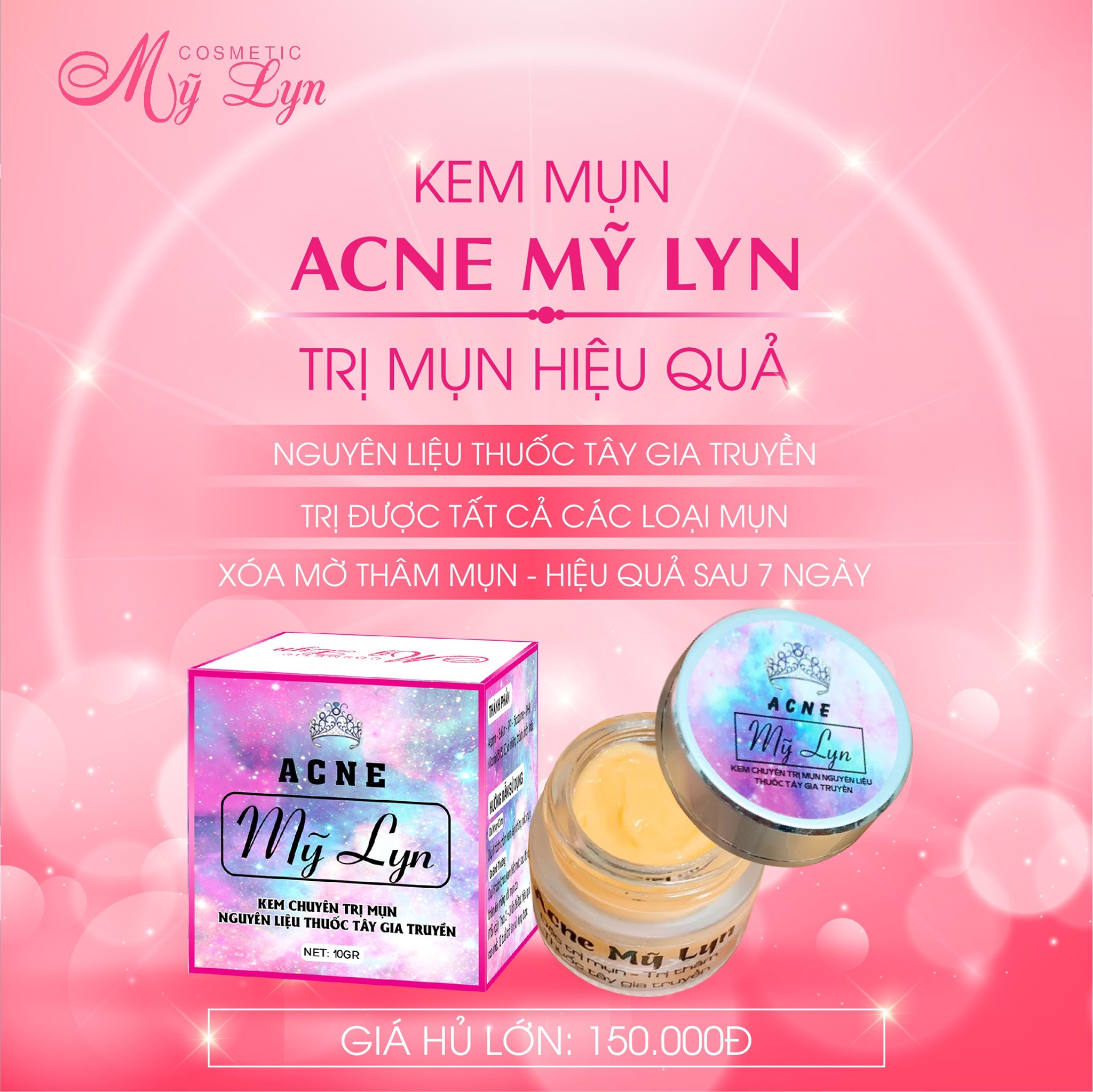 [ Mua 1 Tặng 1] Kem Acne Mỹ Lyn Hũ To 10G