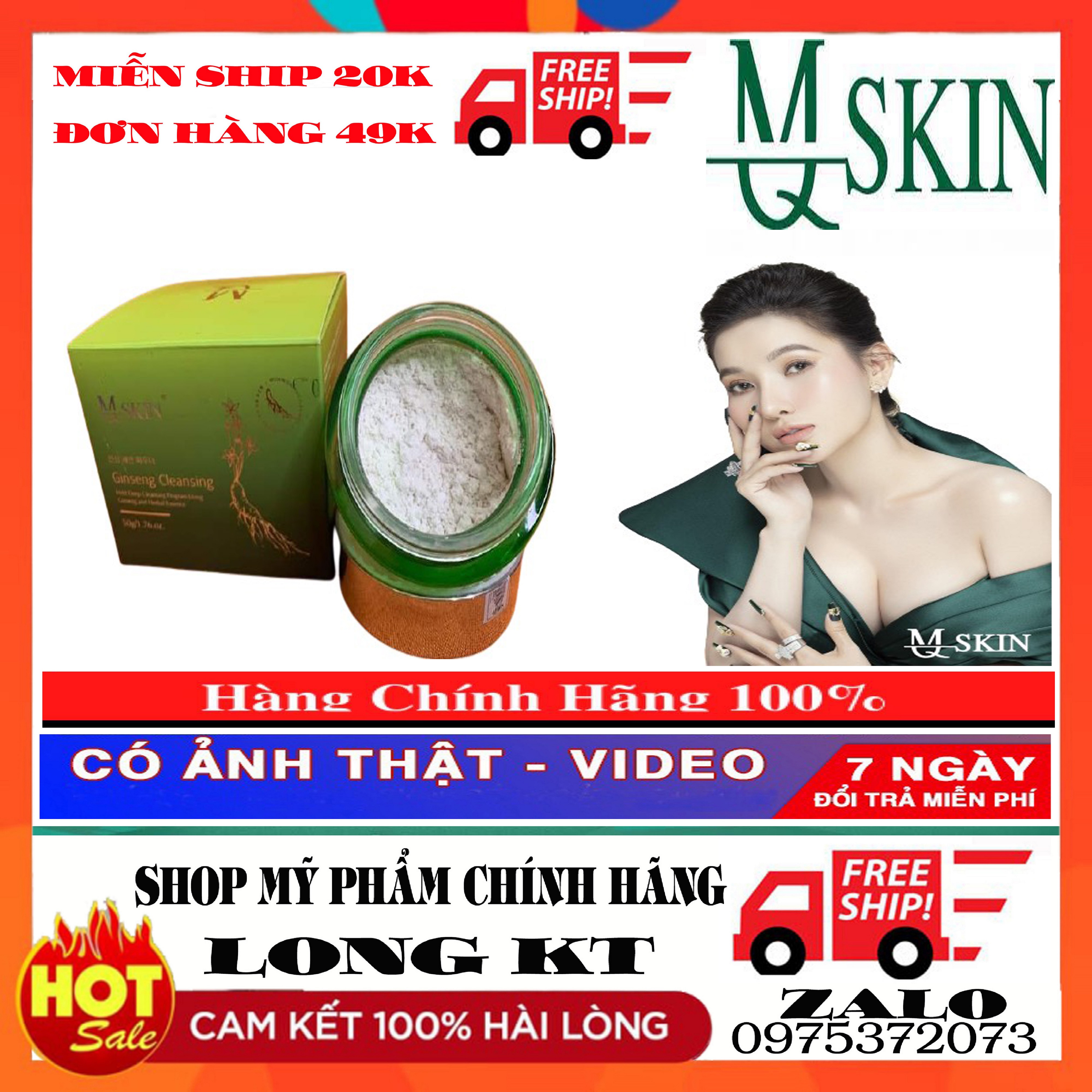 【Hỗ Trợ Ship 20K - Mq Skin Chính Hãng 100% Gía Buôn】Bột Rửa Mặt Ginseng Cleaning Mqskin 50Gr Bột Rửa Mặt Mqskin Có Khả Năng Tẩy Sạch Tế Bào Chết Làm Sạch Bụi Bẩn Và Các Chất Nhờn Có Trên Da - Ginseng Cleaning Mqskin Cân Bằng Độ Ẩm