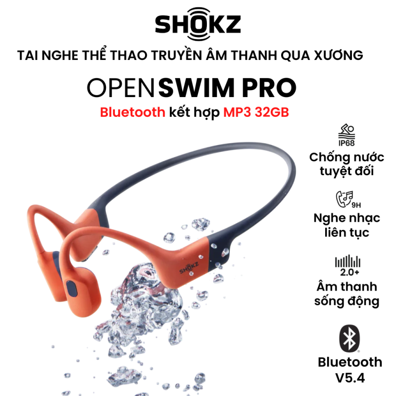 Tai Nghe Bluetooth Thể Thao Truyền Âm Thanh Qua Xương SHOKZ OPENSWIM PRO S710 - Tai nghe bơi lội - Chạy bộ - Bảo Hành 2 Năm Chính Hãng