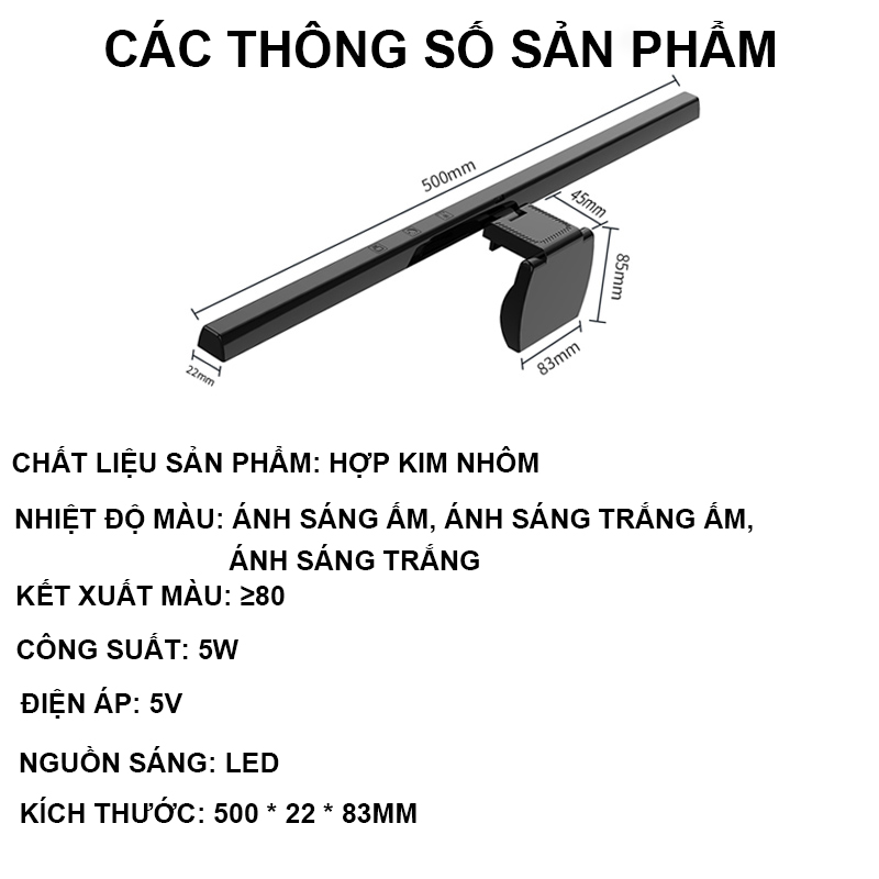 Đèn treo màn hình máy tính bảo vệ mắt / dùng trong công việc chống cận thị chống mỏi mắt (3 chế độ đ