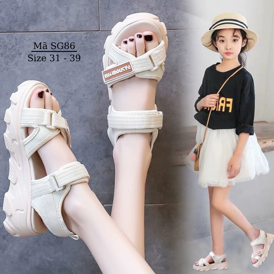 Dép sandal quai chéo bé gái học sinh nữ tiểu trung học 6 - 15 tuổi phong cách Hàn Quốc SG86