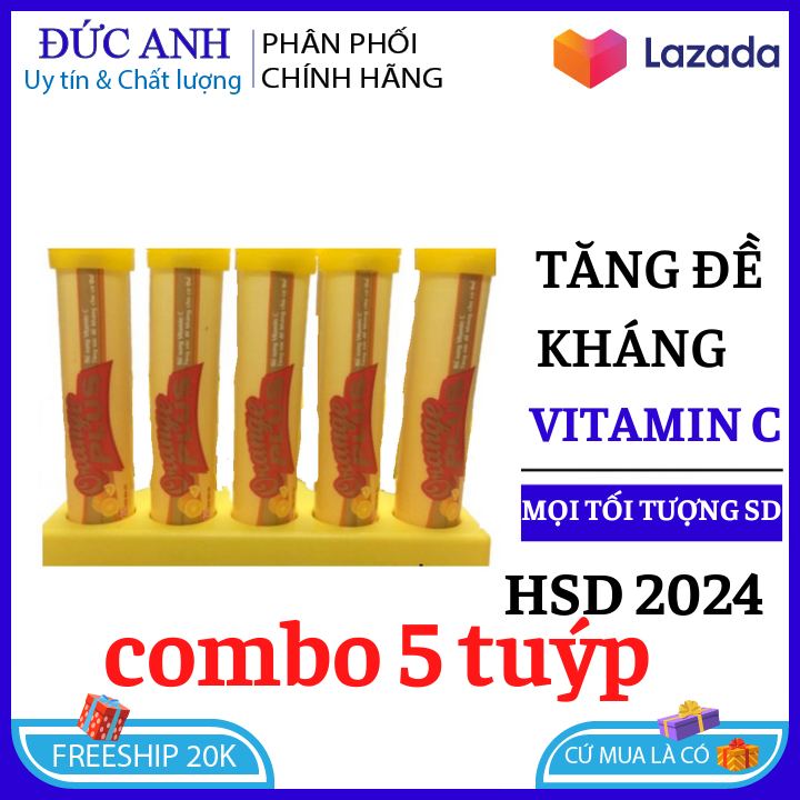 Viên Sủi Tăng Lực 5 Tuýp X 20 Viên Giúp Tăng Sức Đề Kháng Cho Cơ Thể Giảm Căng Thẳng Hiệu Quả