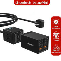 Bộ sạc nhanh GaN Pro 65W Choetech PD8054 kèm dây AC nối dài 1.5m - Hàng chính hãng