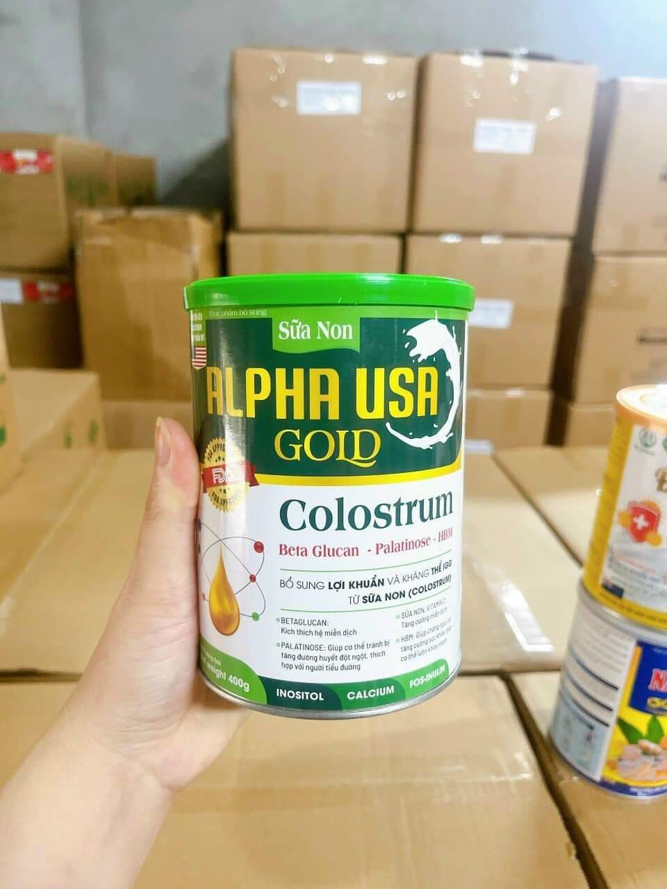 Sữa Non Alpha USA Gold giúp tăng cường đề kháng  ăn ngủ ngon lợi khuẩn hộp 900 gam