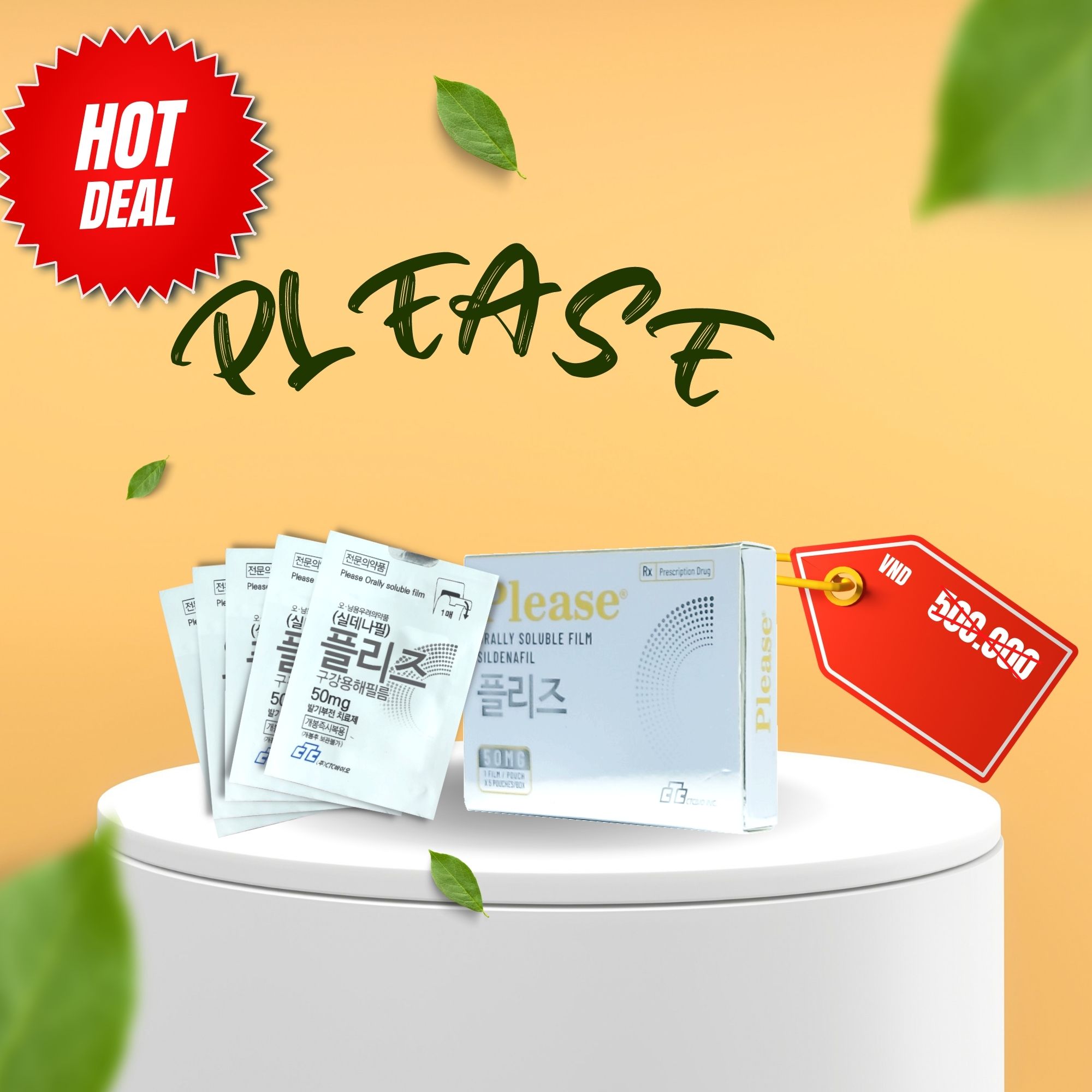 Tăng cường sinh lý nam Tem ngậm Hàn Quốcv Please Orally Soluble Film (2 Hộp 10 Miếng)