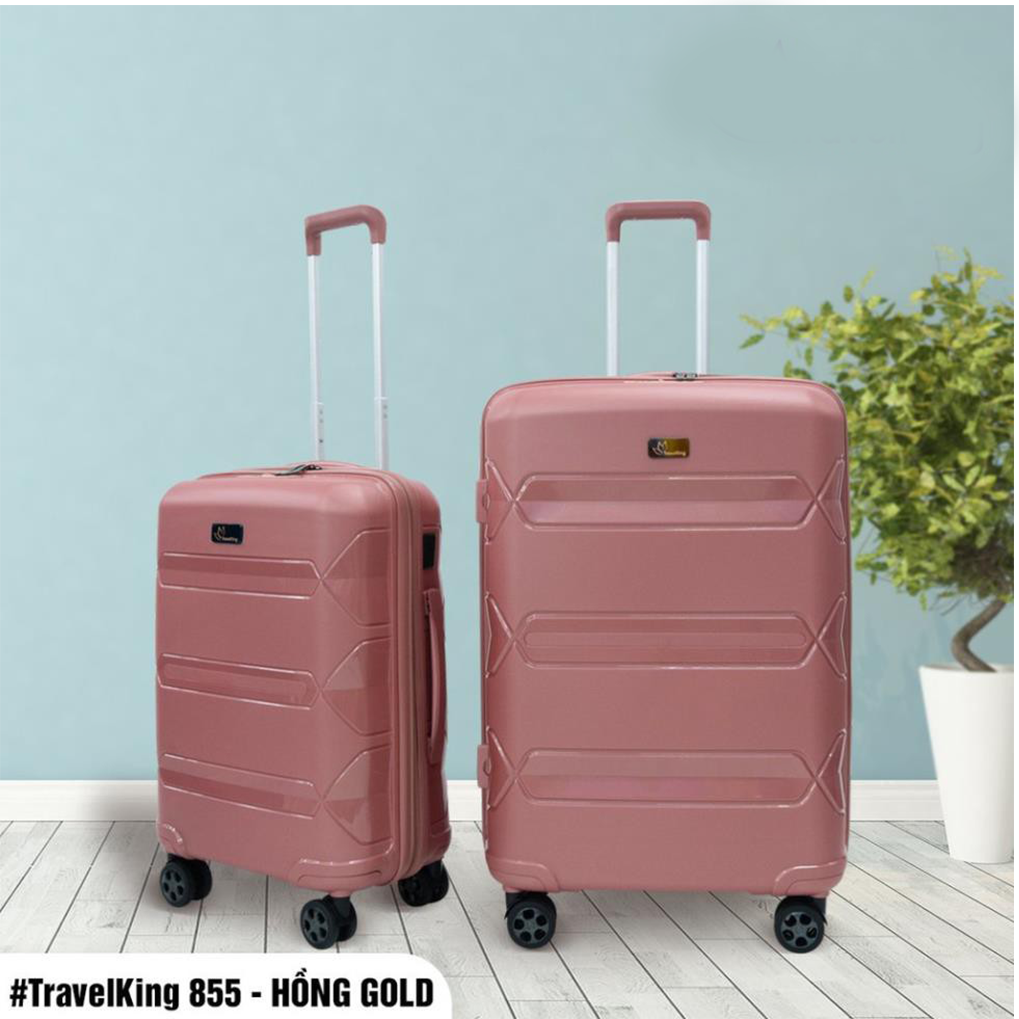 Vali kéo nhựa PP chống vỡ có cổng USB TRAVELKING-855 Premium kích thước 20 24 inch chính hãng Hùng P