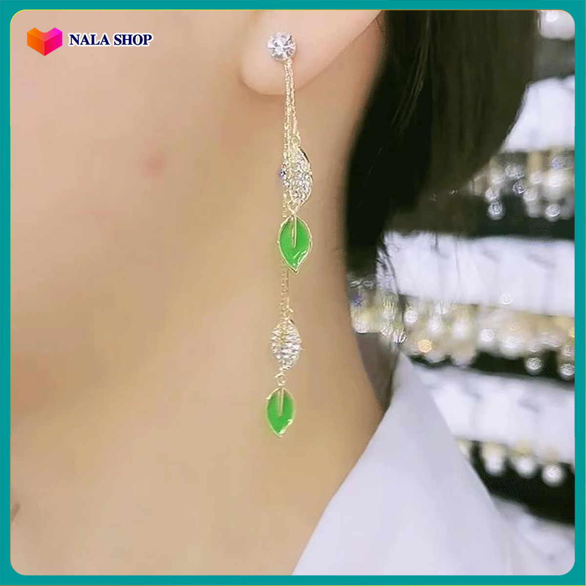 Bông tai chiếc lá màu xanh Hàn Quốc tua rua - khuyên tai nữ bông tai nữ cá tính ngầu rẻ BU592 hoa ta