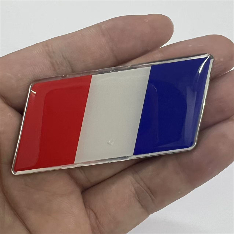 Tem nhôm logo 3D hình cờ các Quốc gia - bề mặt phủ Epoxy bóng loáng - Dán trang trí ô tô xe máy laptop