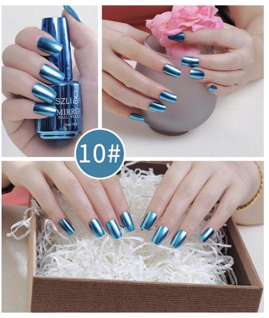 [HCM]Sơn Móng Tay Mau Khô Hiệu Ứng Ánh Kim Tráng Gương SZLIAN 18ML