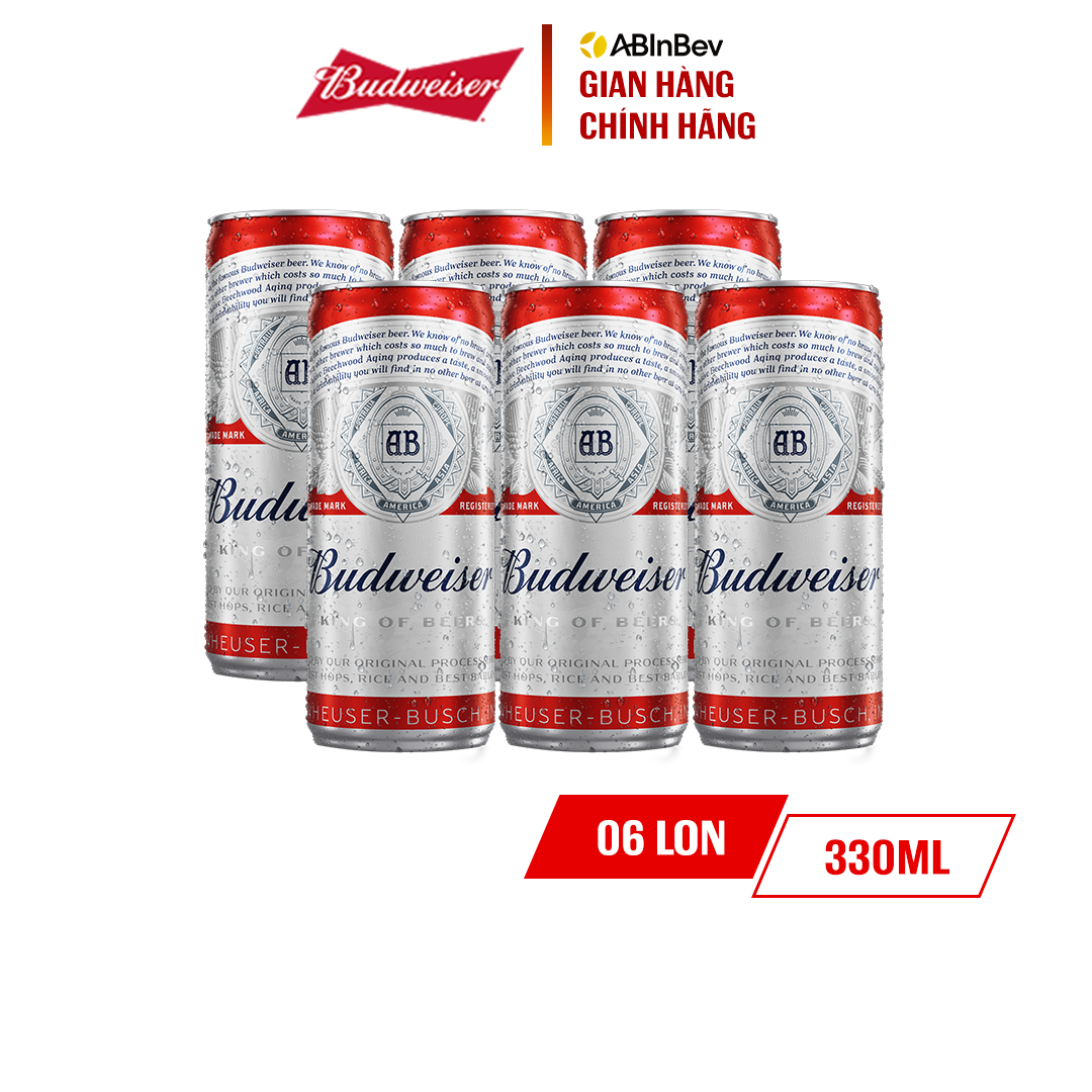 Lốc 6 Lon Bia Budweiser Chính Hãng (330ml/ lon)