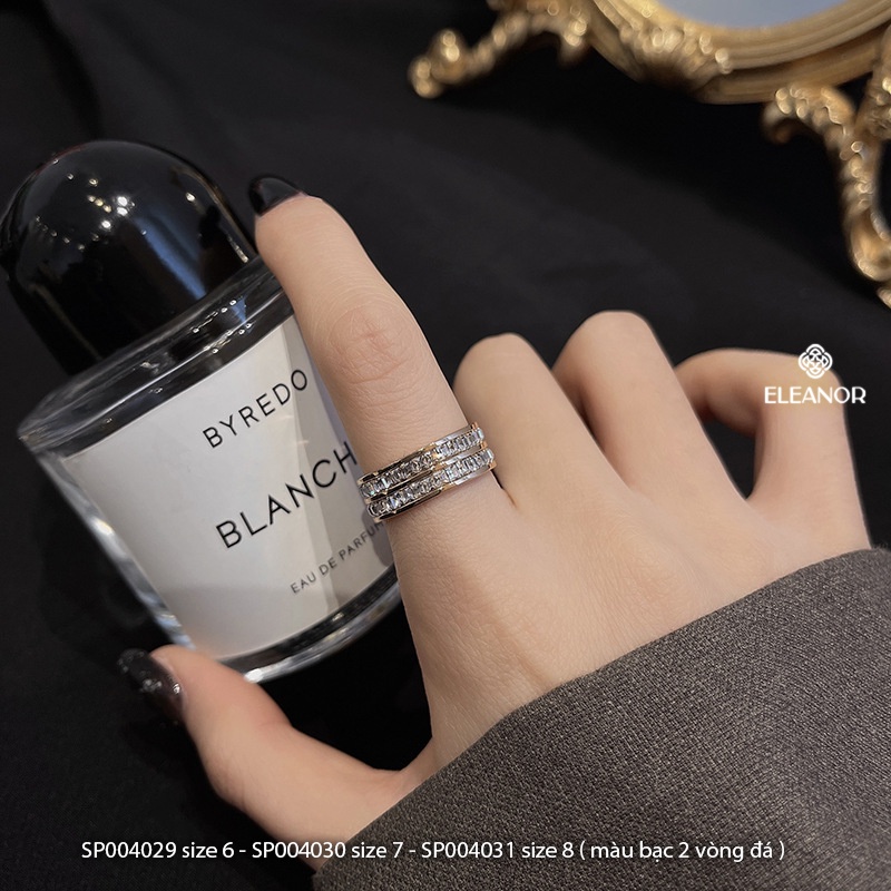 Nhẫn nữ titan Eleanor Accessories nhẫn hở đính đá viền dày phụ kiện trang sức 3756