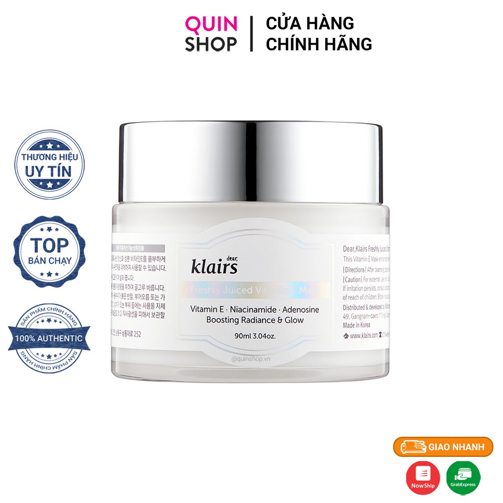 [Hcm]Mặt Nạ Ngủ Dưỡng Sáng Klairs Freshly Juiced Vitamin E Mask