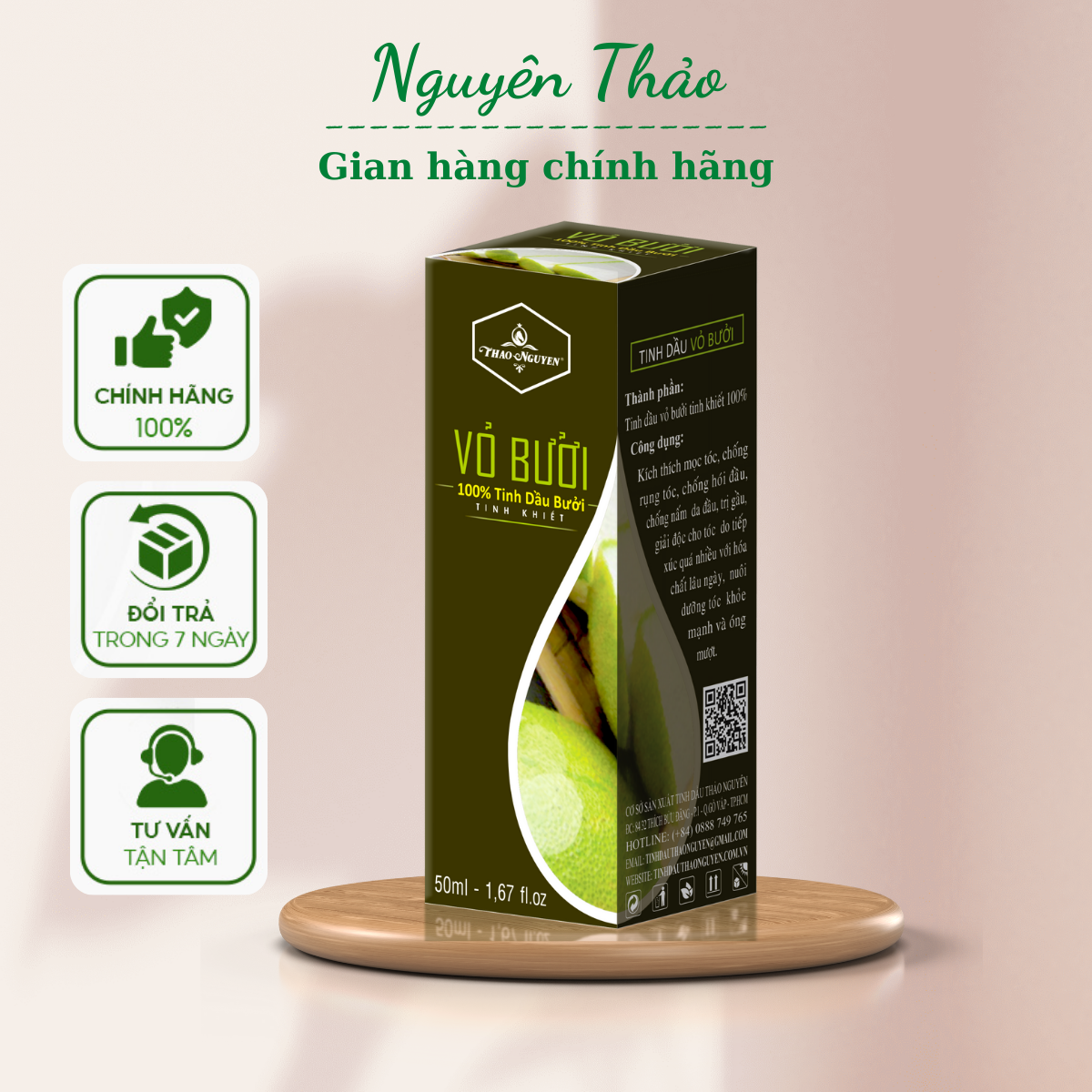 (CHÍNH HÃNG) Tinh dầu vỏ bưởi nguyên chất 100% tự nhiên kích mọc tóc - Tinh dầu Thảo Nguyên 10ml