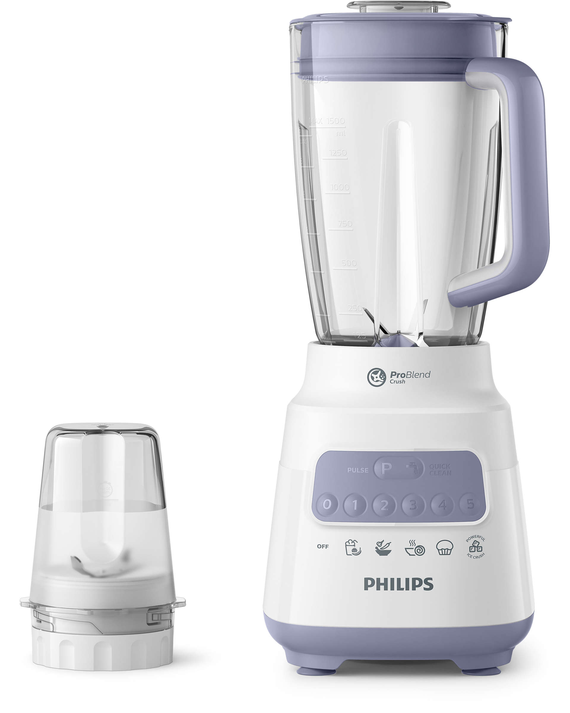 Máy xay sinh tố Philips HR2221/00 - Dung lượng 1.5L, màu Trắng Tím