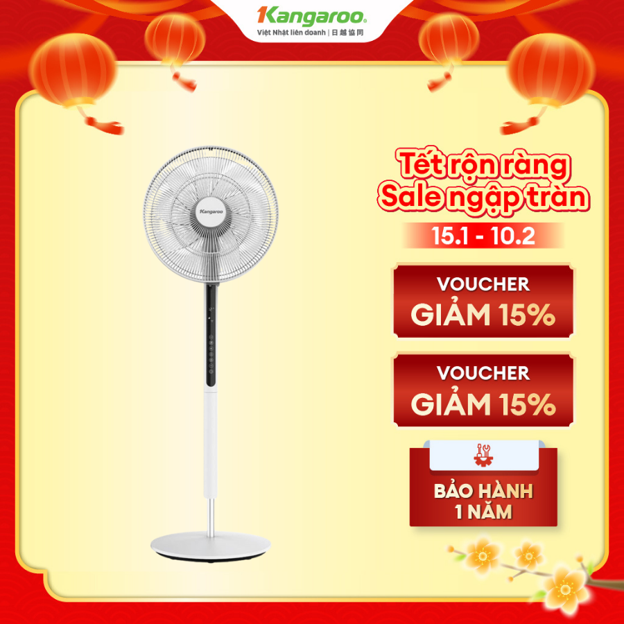 Quạt đứng Kangaroo KG729 - 32 Cài Đặt Tốc Độ, Điều Khiển Từ Xa, Màu Trắng Đen