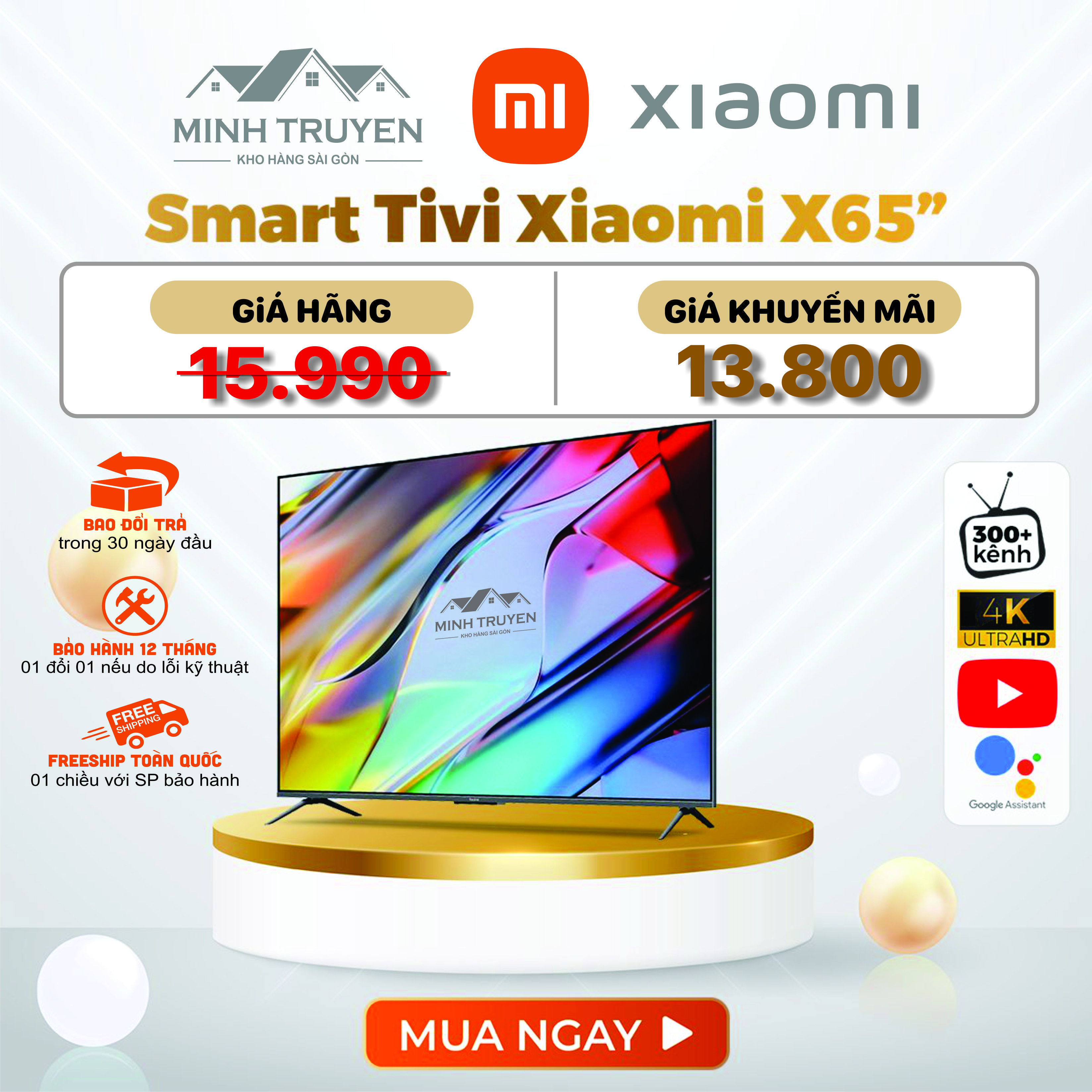 Smart Tivi xiaomi 65 inch redmi X65 seri 2022 (3GB+32GB)/120hz  - CHÍNH HÃNG 100%