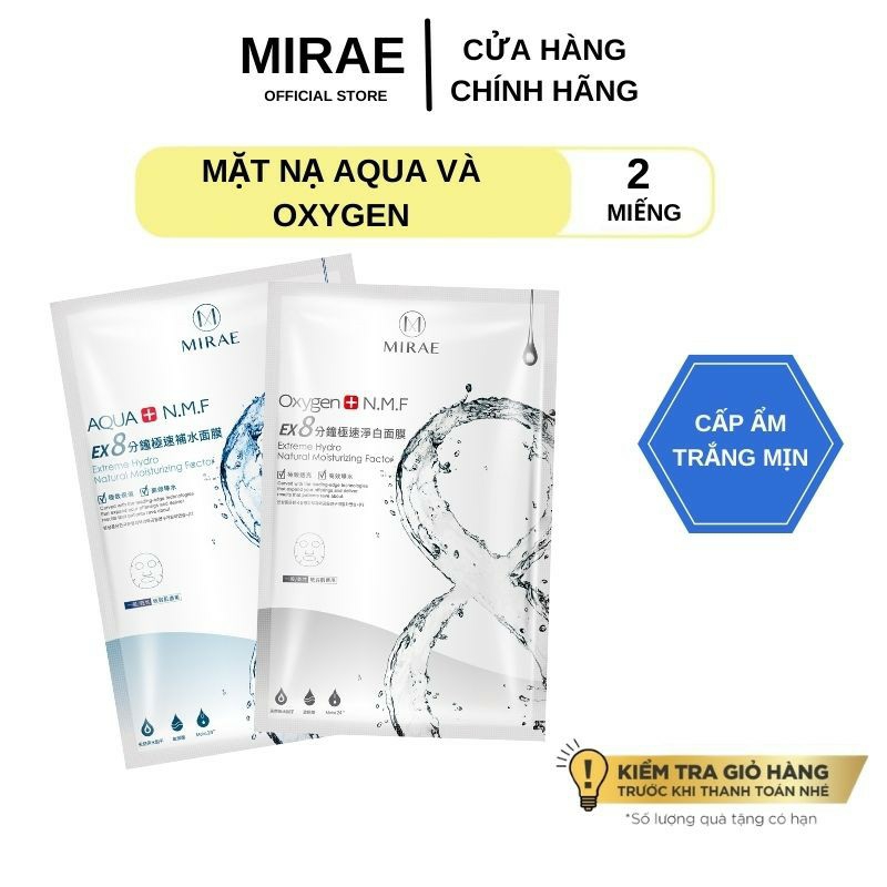 Mặt Nạ Cấp Ẩm Trắng Mịn Combo2 Mirae Ex 8 Phút Cấp Tốc Aqua - Oxygen ( 2 Miếng )